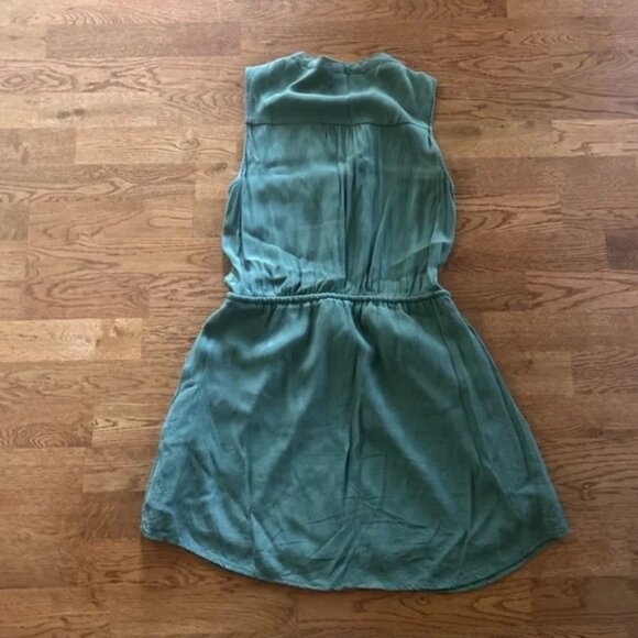 Gap Shirt Dress Sleeveless Button Front Henley Tie Mini Short Army Green Olive S - Picture 5 of 5
